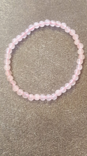 Bracciale in quarzo rosa sfere 4 mm