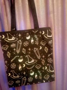 Borsa tote in policotone con stampa Crystal Witch