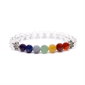 Bracciale cristallo di rocca e sfere colori chakra