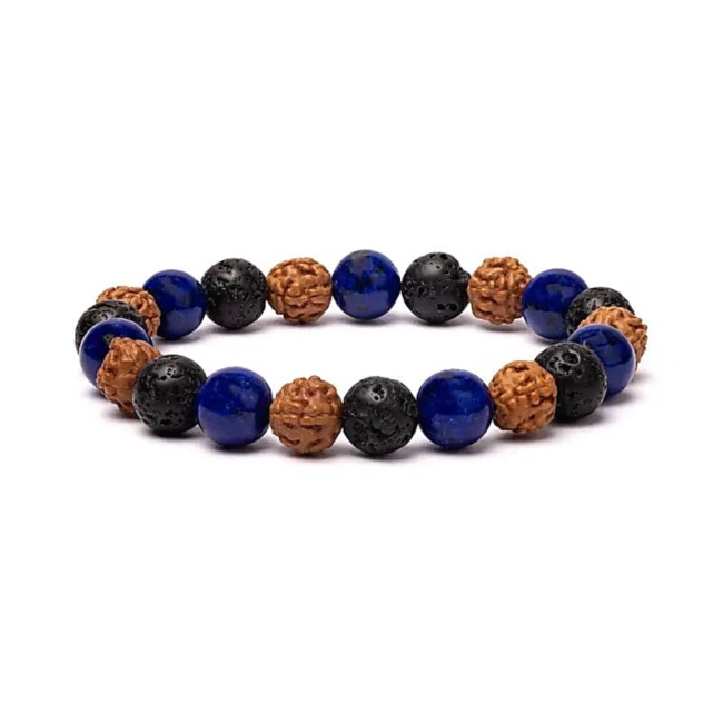 Bracciale pietra lavica rudraksha sodalite