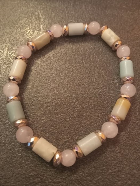 Bracciale quarzo rosa amazzonite