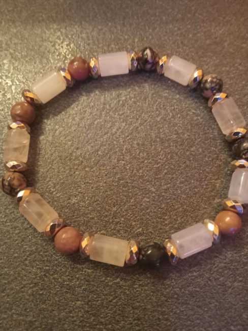 Bracciale quarzo rosa rodonite