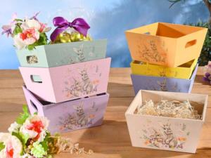 Cestino  cassetta in legno con stampa Bunny