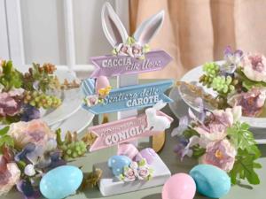 Decoro pasquale in resina con orecchie da coniglio