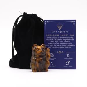 Gatto Maneki Neko in occhio di tigre