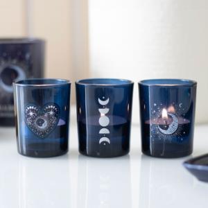 Set di 3 portacandele votive Blue Moon