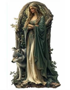 Targa da muro con fata e lupo