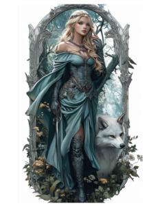 Targa da muro con fata e lupo