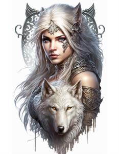 Targa da muro con fata e  lupo