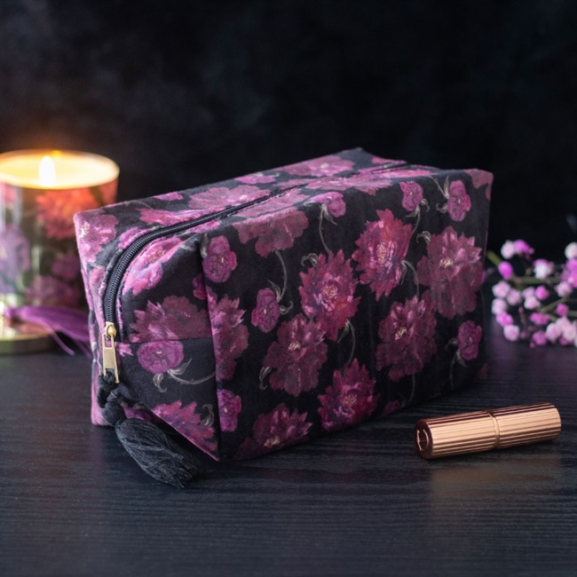 Trousse portatrucchi con stampa floreale Dark Roma
