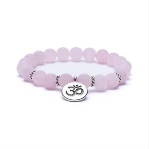 bracciale quarzo rosa con Ohm