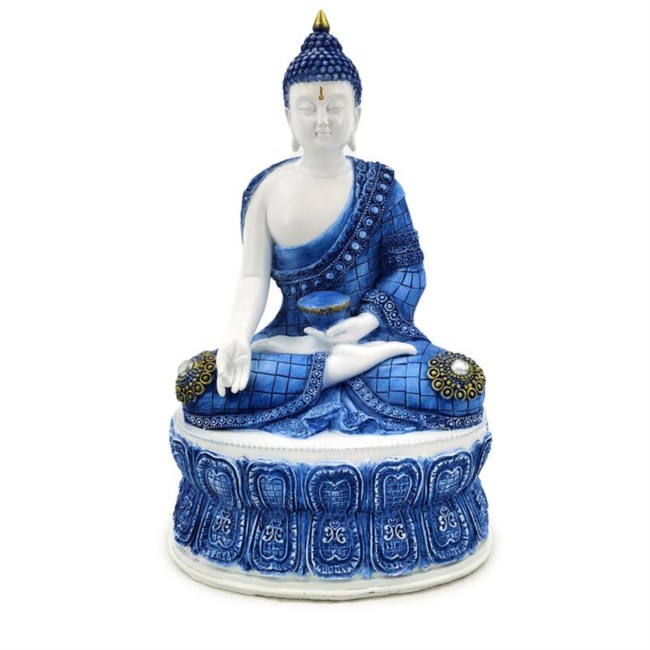 buddha thailandese bianco e blu loto