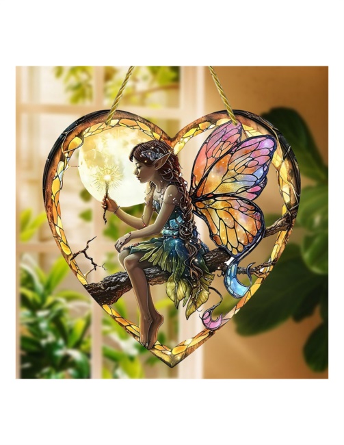 decorazione da finestra con fata cuore