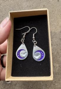 orecchini luna viola   pipistrello