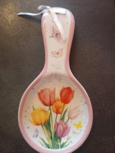 poggiamestolo con decori floreali